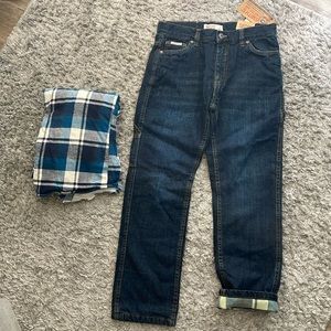 COPY - Boys 2 piece set. Flannel long sleep button up NWT flannel lined jeans. …